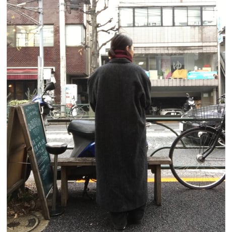 [USED] WOOL ヘリンボーン ネップ ロングコート