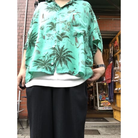 [USED] レーヨン アロハシャツ [GREEN]