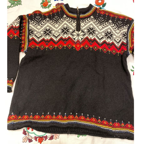 [USED] ノルディック柄ハーフZIPニット
