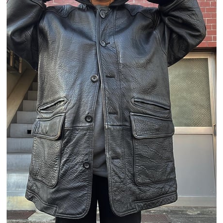 [USED] LEATHER CAR COAT♡
