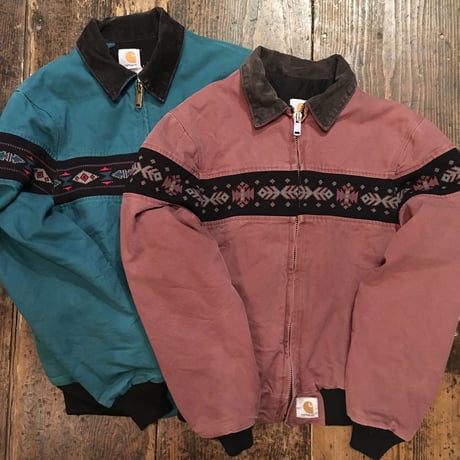 [USED] Carhartt 柄入り ダック JKT (グリーン/エンジ)