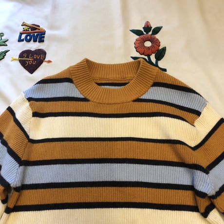 [USED] ボーダーリブニット