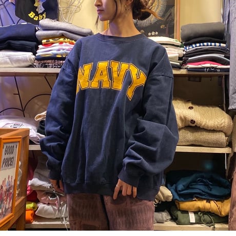 [USED] 珍品 "NAVY" ヘリンボーンCREW！