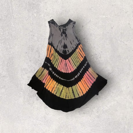 [USED] タイダイ刺繍BLACKレーヨンワンピ♡