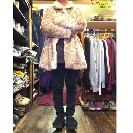 [USED] バンビ柄 フェイクファーコート