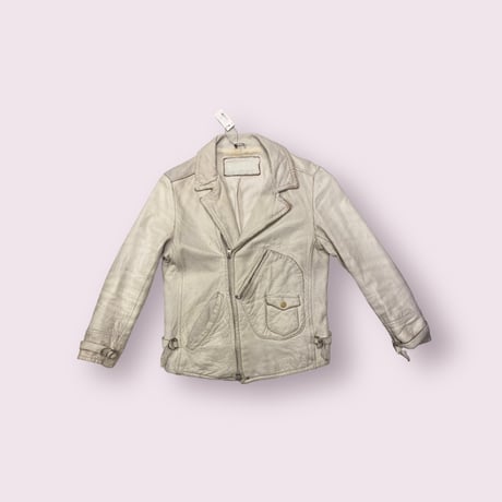 USED］white real leather ライダースJKT