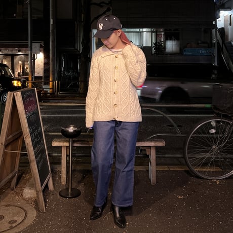 [USED] WHITE アランニットカーディガン🤍