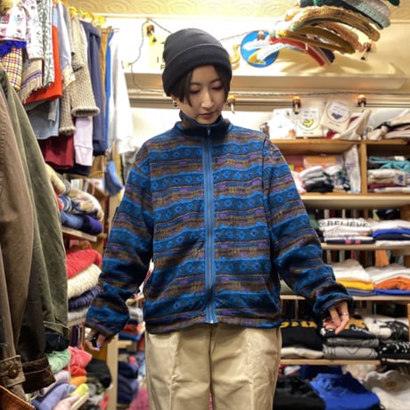 [USED] L.L.Bean  総柄ZIPフリース♡