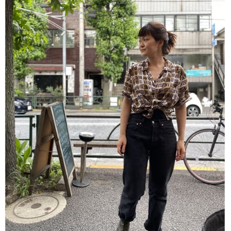 [USED] 総柄 レーヨン SHIRTS
