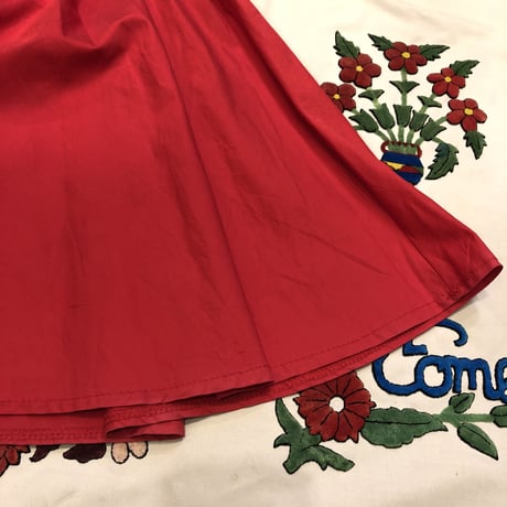 [USED] RED ひざ丈 ギャザースカート♡