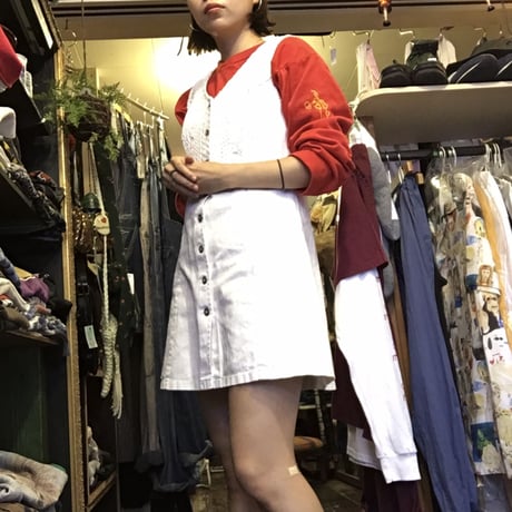 [USED] ホワイトデニム×レースのワンピース