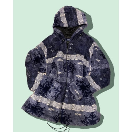 [USED] 雪柄 ボア フリース コート❄️