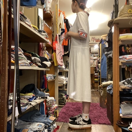 [USED]70's 開襟ジップワンピース