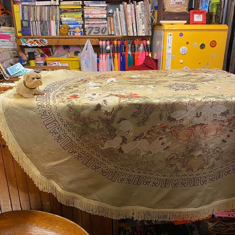 [USED] vintage  サテンCHINA ラグ / 直径114cm