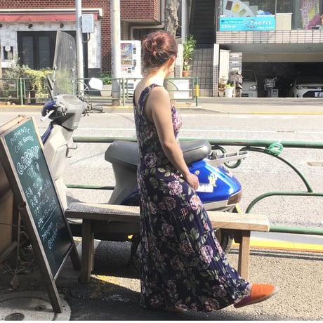[USED] ノースリーブ花柄レーヨンワンピース