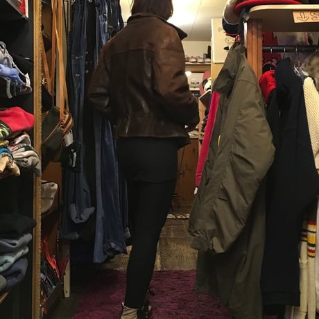 [USED] real leatherのフード付JKT