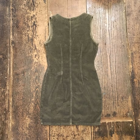 [USED] Smoky green 太コーデュロイ miniワンピース