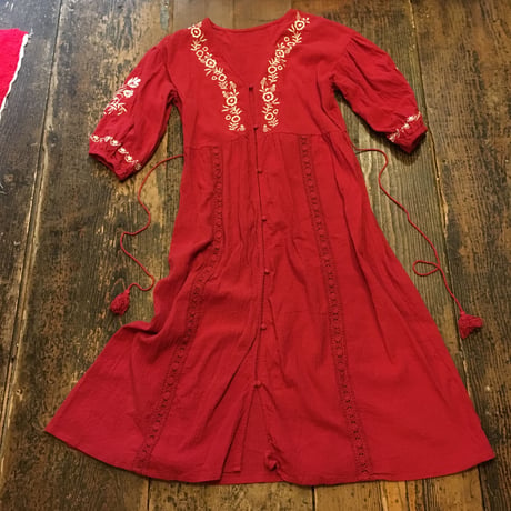[USED]前開き 刺繍ワンピース