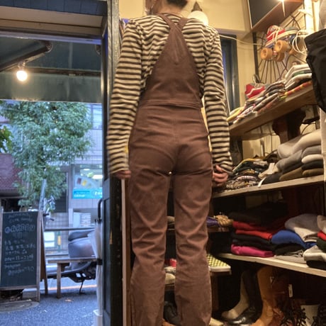 [USED]  GOOD SIZE♡ ストレッチ BROWN オーバーオール