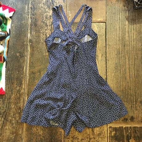 [USED] 小花柄 Navy サロペット
