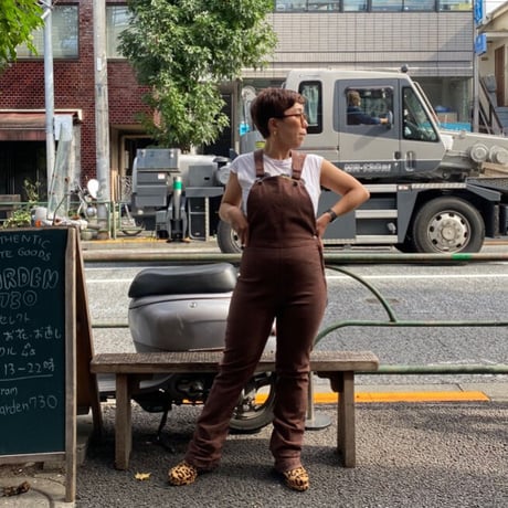 [USED]  GOOD SIZE♡ ストレッチ BROWN オーバーオール