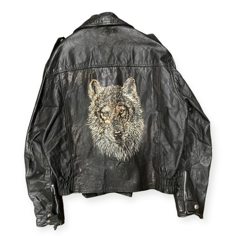 [USED] Hand Paint x "BORO" ライダース Leather JKT ♡🐺