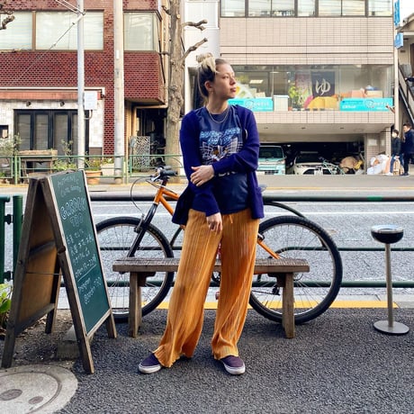 [USED]  yellowプリーツリブパンツ