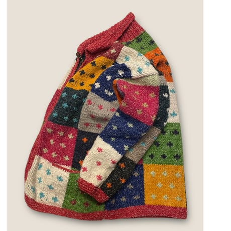 [USED] カラフル〜♡パッチワーク風KNIT JKT