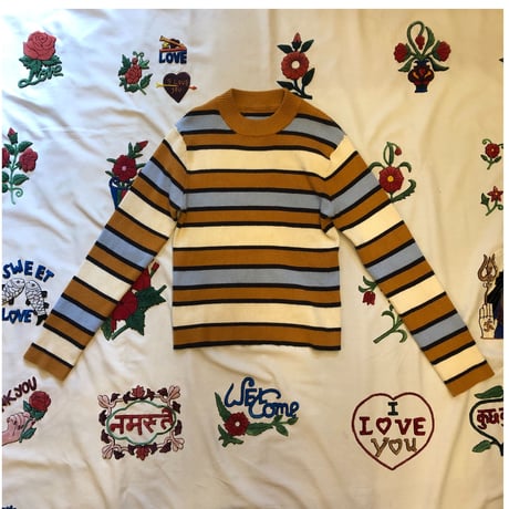 [USED] ボーダーリブニット