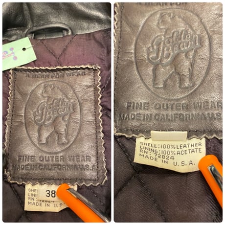 [USED] VINTAGE "GOLDEN BEAR" LEATHER JACKET！