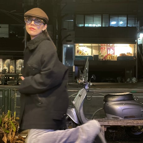[USED]ボア襟 BLACK WOOL コート　JKT
