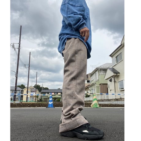 [USED] ブラウンチェックPOLY PANTS
