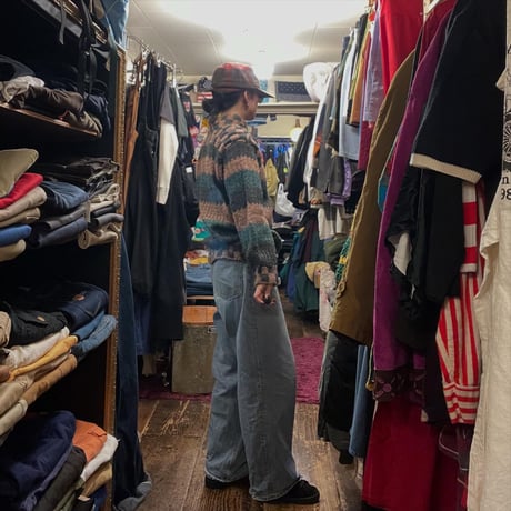 [USED] チェックxボーダー handmade knit 🧶🌲