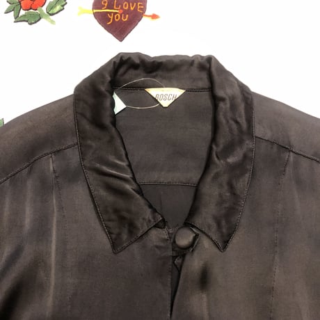 [USED] BLACK  サテンチャイナシャツ風JKT