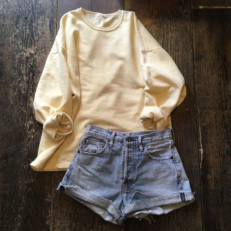 [USED] リブ無し卵色スエット