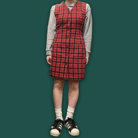 [USED] チェック柄 WOOLジャンパースカート