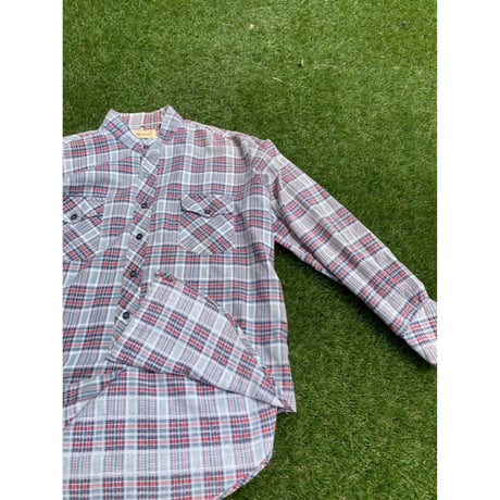 [USED] 80's ネルshirts バンドカラー