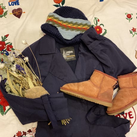 [USED] old"LONDON FOG"♡ネイビートレンチ