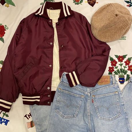[USED] BURGUNDY NYLON スタジャン♡
