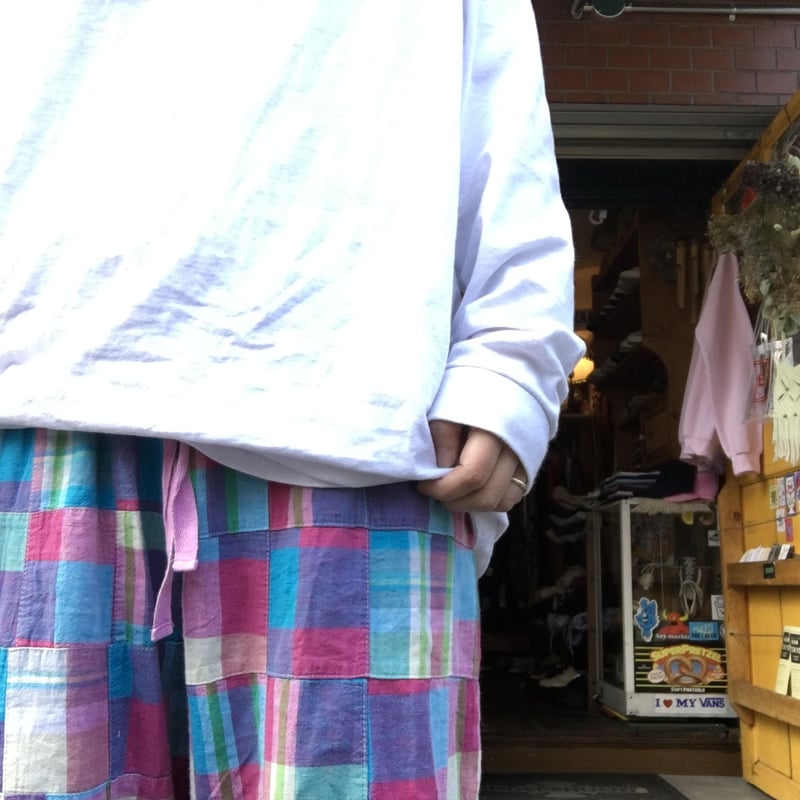 80’s BERLE USA製 マドラスチェック フレアパンツ パッチワーク 80's BERLE USA製 マドラスチェック フレアパンツ パッチワーク