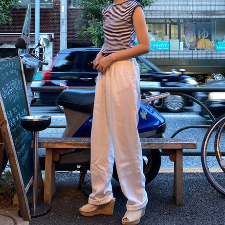 [USED] LINEN TUCK PANTS！