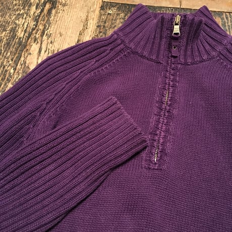 [USED]  Ralph Laure ジッパー付きpurpleリブニット