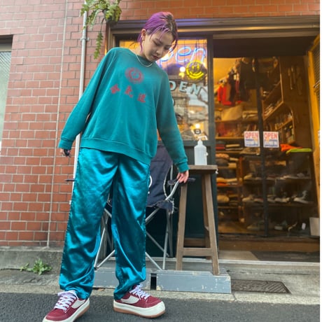 [USED] ターコイズブルーサテンパンツ