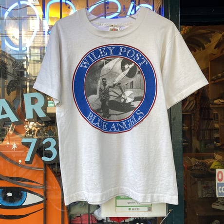 [USED] "WILEY POST  BLUE ANGELS "プリント Tee