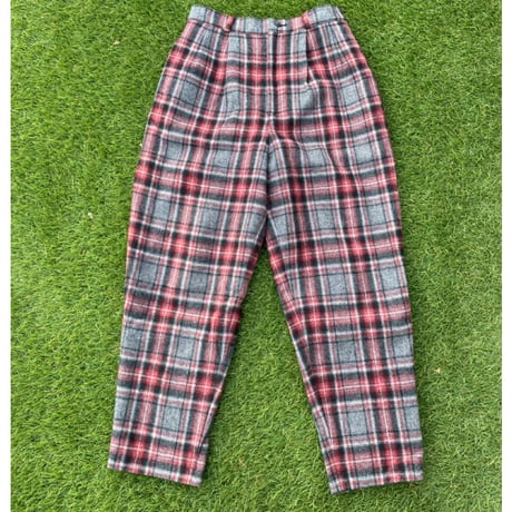 [USED] チェック❤️WOOL タックパンツ