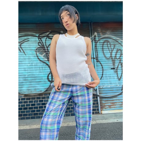 ［USED］White COTTONメッシュTANKTOP