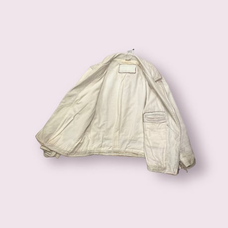USED］white real leather ライダースJKT
