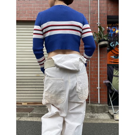 [USED]マルチボーダー💙 リブトップス