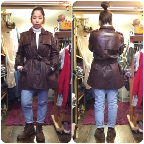[USED] Real  Leatherトレンチコート