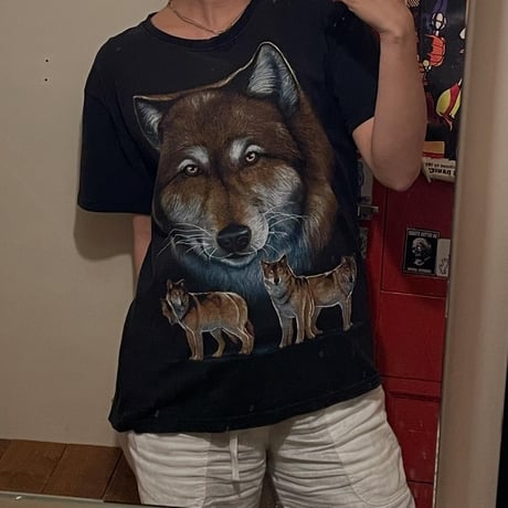 [USED]  両面 オオカミ🐺🔥 プリント Tee